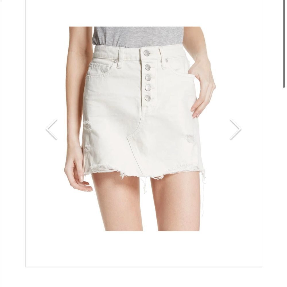 Free People Off White Denim Skirt